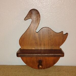 Vintage Wood Hanging Duck Shelf W/Peg Cottagecore Country Decor